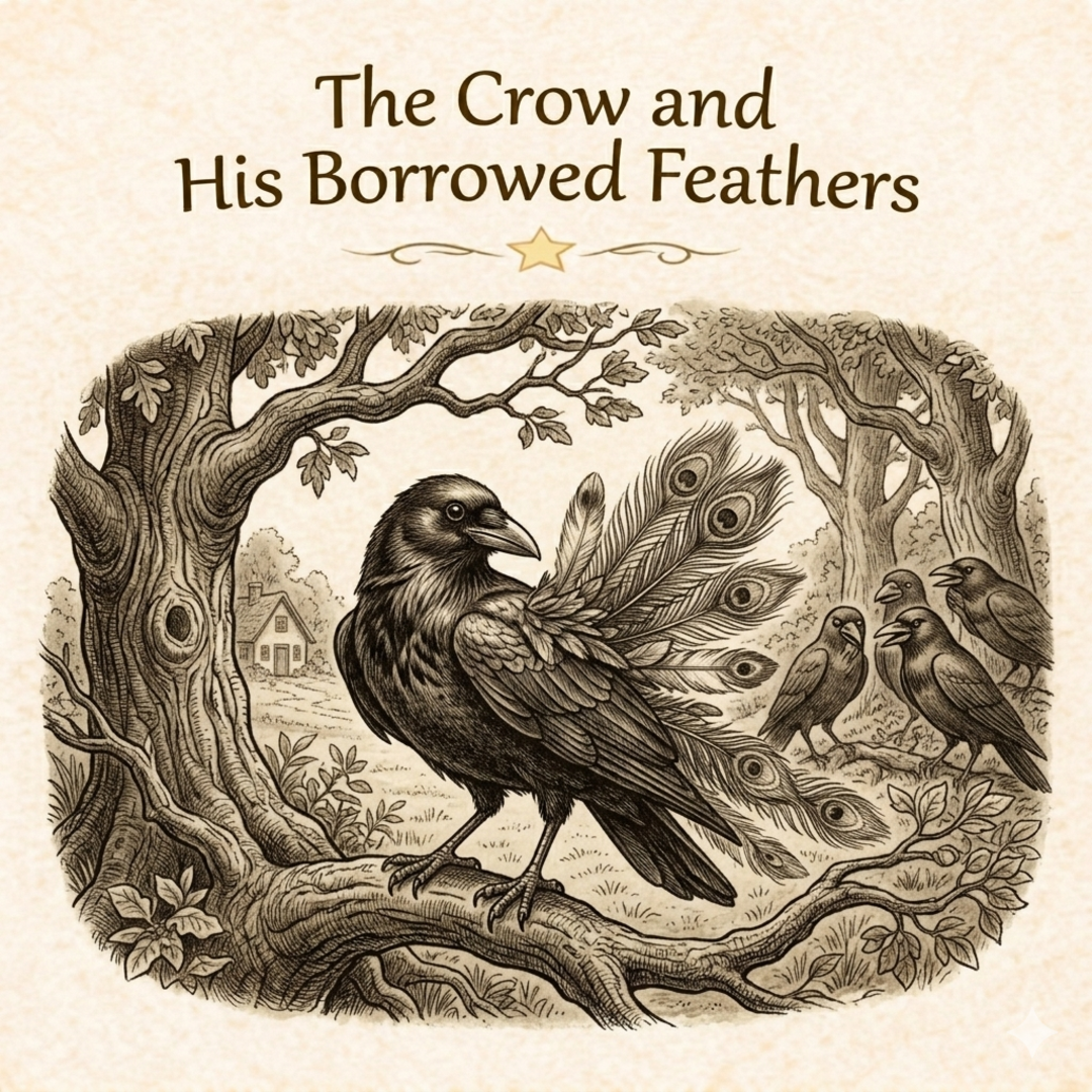 The Crow and His Borrowed Feathers