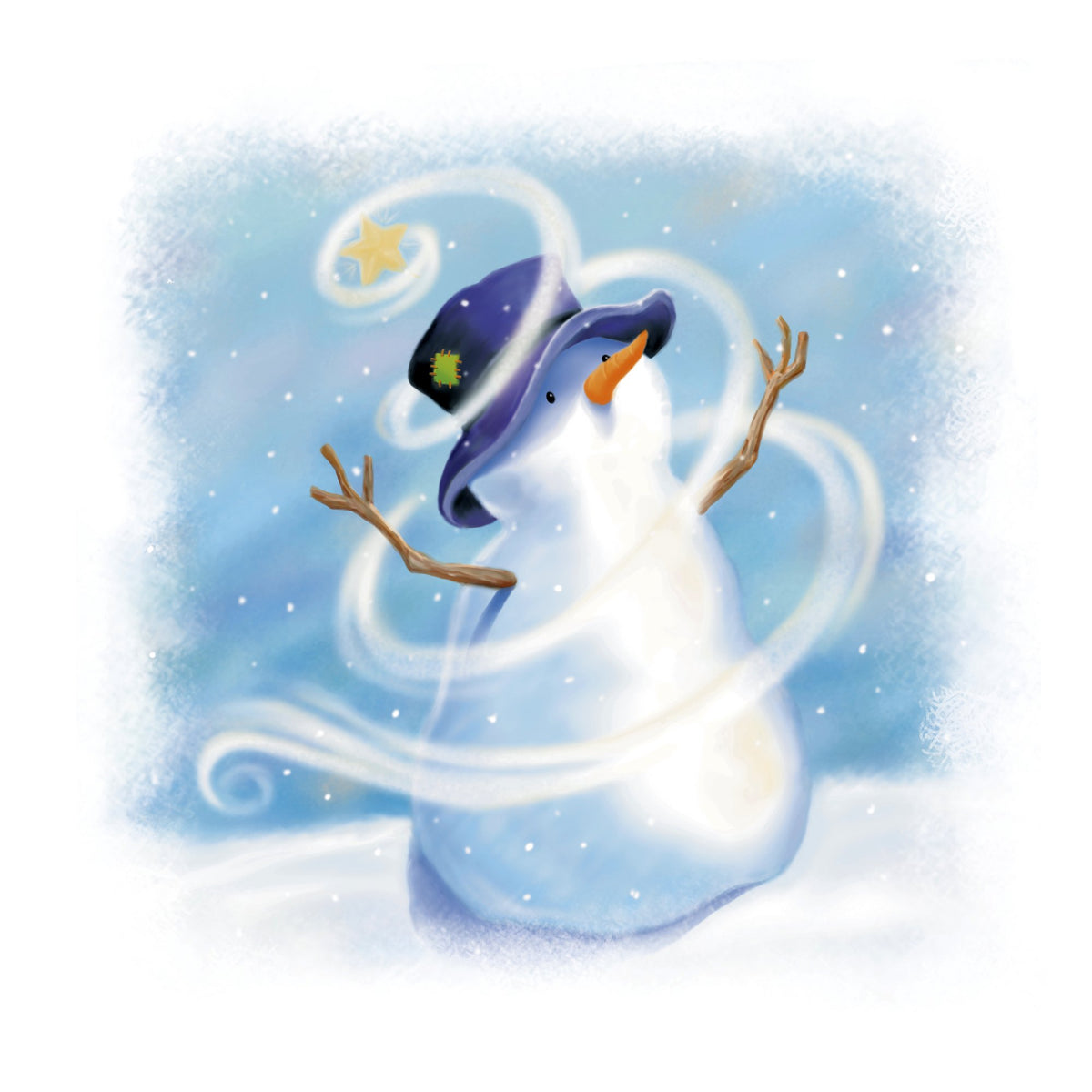 The little snowman caught in a swirl of wind and snow, from The Snowman's Song